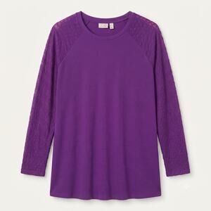 LOGO Lori Goldstein Womens 2X Artsy Lagenlook Minimalist Ribbed Raglan‎ Tunic